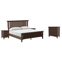 OSP Home Furnishings BP-4201-311K Modern Mission King Bedroom Set with 2 Nightstands and 1 Chest in Vintage Oak Finish